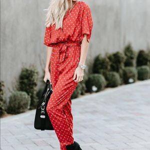 UO Bezel Wrap Belted Jumpsuit